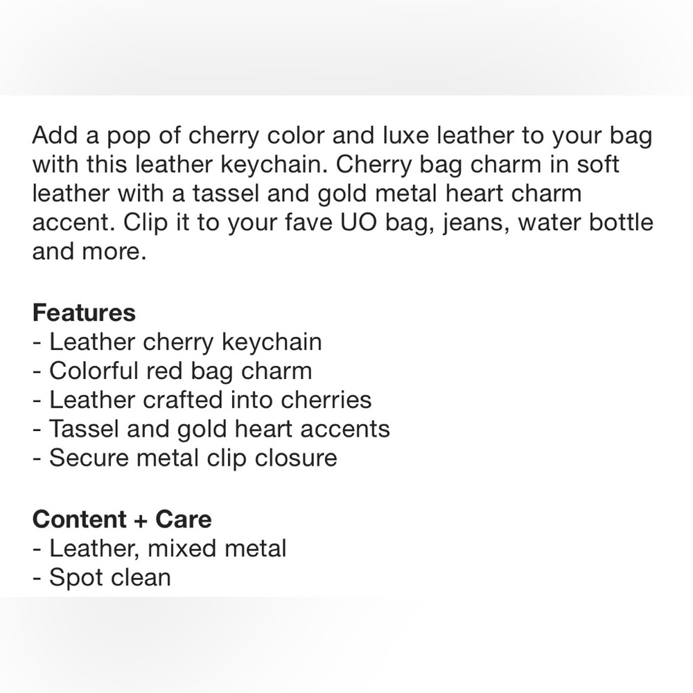 Red Leather Cherry Keychain - Picture 3 of 3
